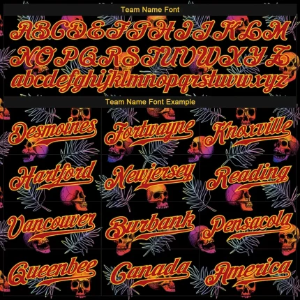 Custom 3D Pattern Halloween Skulls And Palm Leaves Authentic Baseball Jersey - Image 4