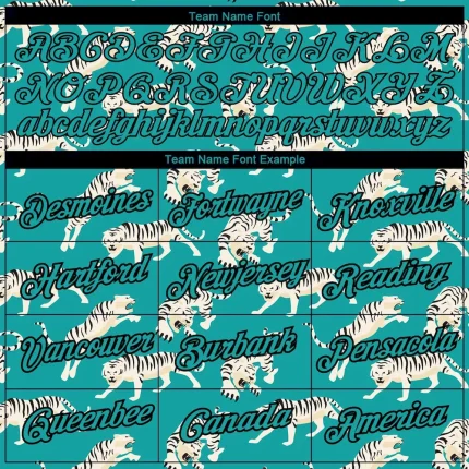 Custom Aqua Black 3D Pattern Design Tiger Performance T-Shirt - Image 3