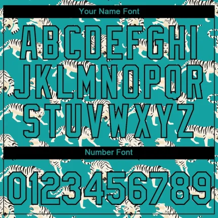 Custom Aqua Black 3D Pattern Design Tiger Performance T-Shirt - Image 4