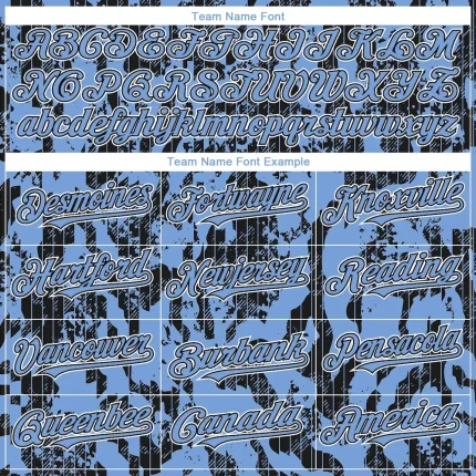 Custom Light Blue Black-White 3D Pattern Design Abstract Fluid Authentic Baseball Jersey - Image 4