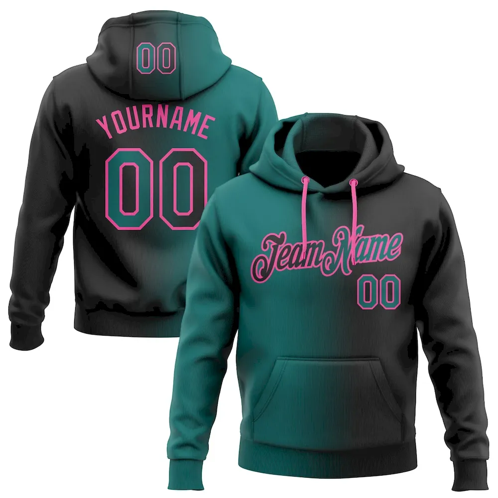 Gradient0109.webp Custom Stitched Black Teal-Pink Gradient Fashion Sports Pullover Sweatshirt Hoodie - Image 1