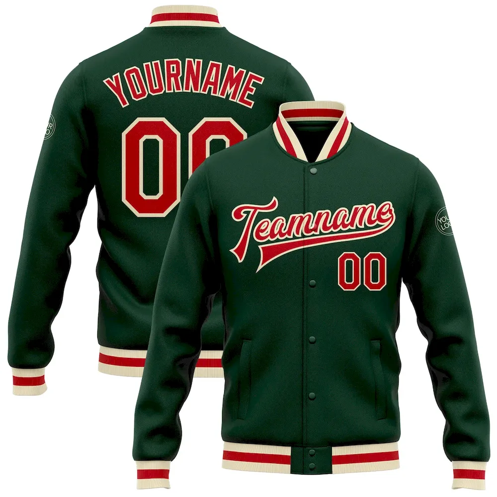 Jacket0205_1fafa053-210e-4126-a338-ea82b291c678.webp Custom Green Red-Cream Bomber Full-Snap Varsity Letterman Jacket - Image 1