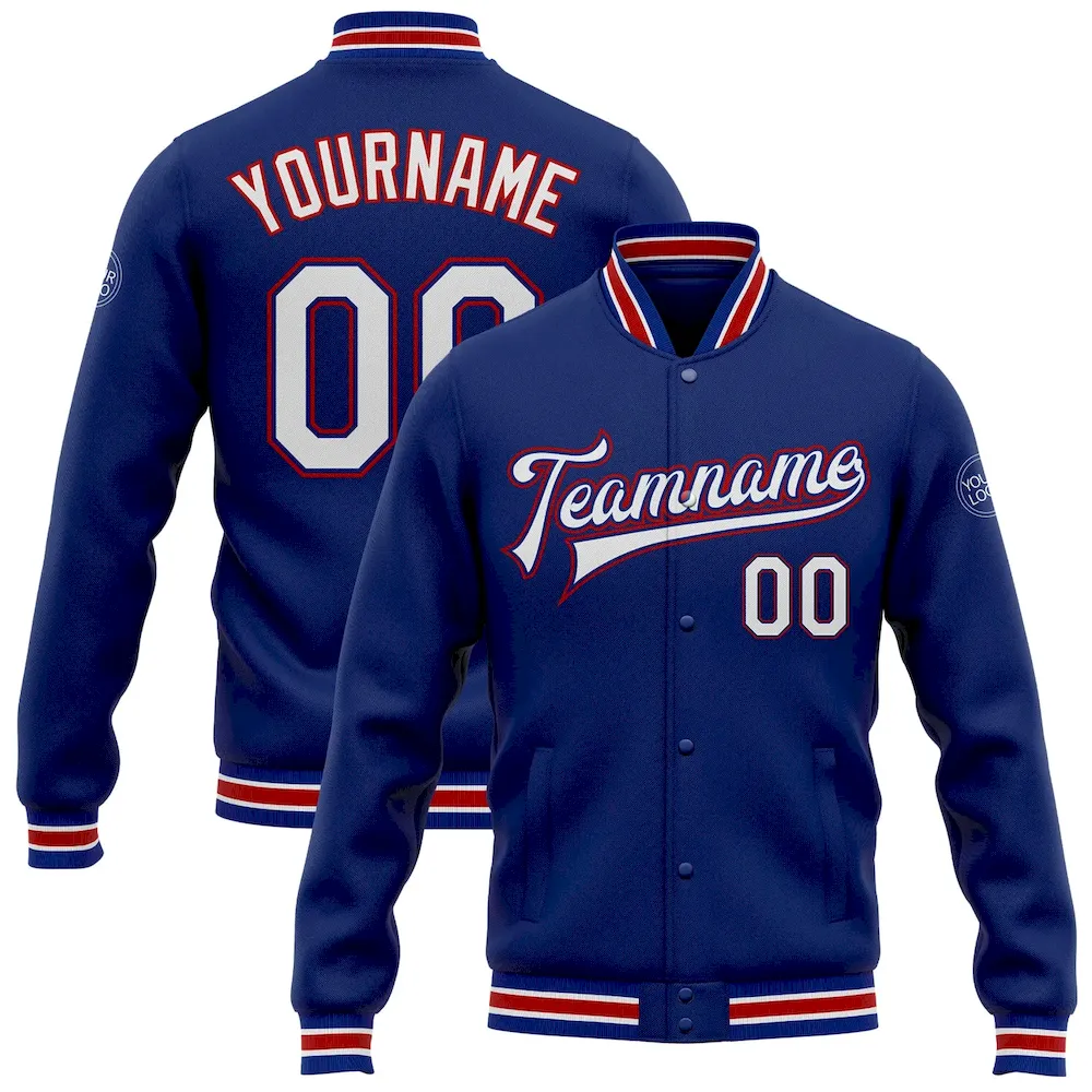 Jacket0919.webp Custom Royal White-Red Bomber Full-Snap Varsity Letterman Jacket - Image 1
