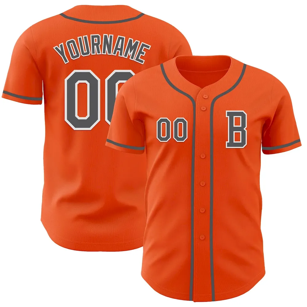 Orange0527.webp Custom Orange Steel Gray-White Authentic Baseball Jersey - Image 1