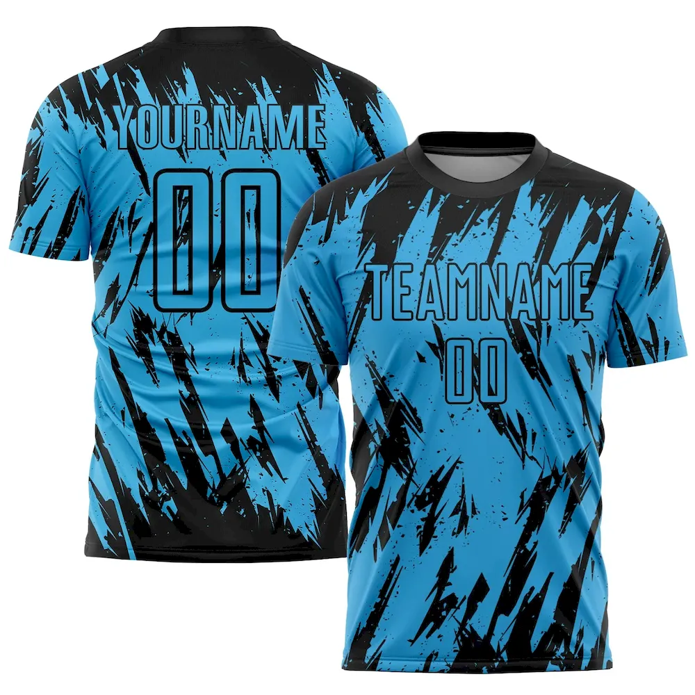Soccer0950.webp Custom Sky Blue Black Sublimation Soccer Uniform Jersey - Image 1