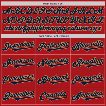 Custom Red Navy-Old Gold Authentic Two Tone Baseball Jersey - Image 4