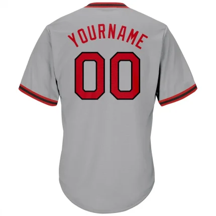 Custom Gray Red-Black Authentic Throwback Rib-Knit Baseball Jersey Shirt - Image 3
